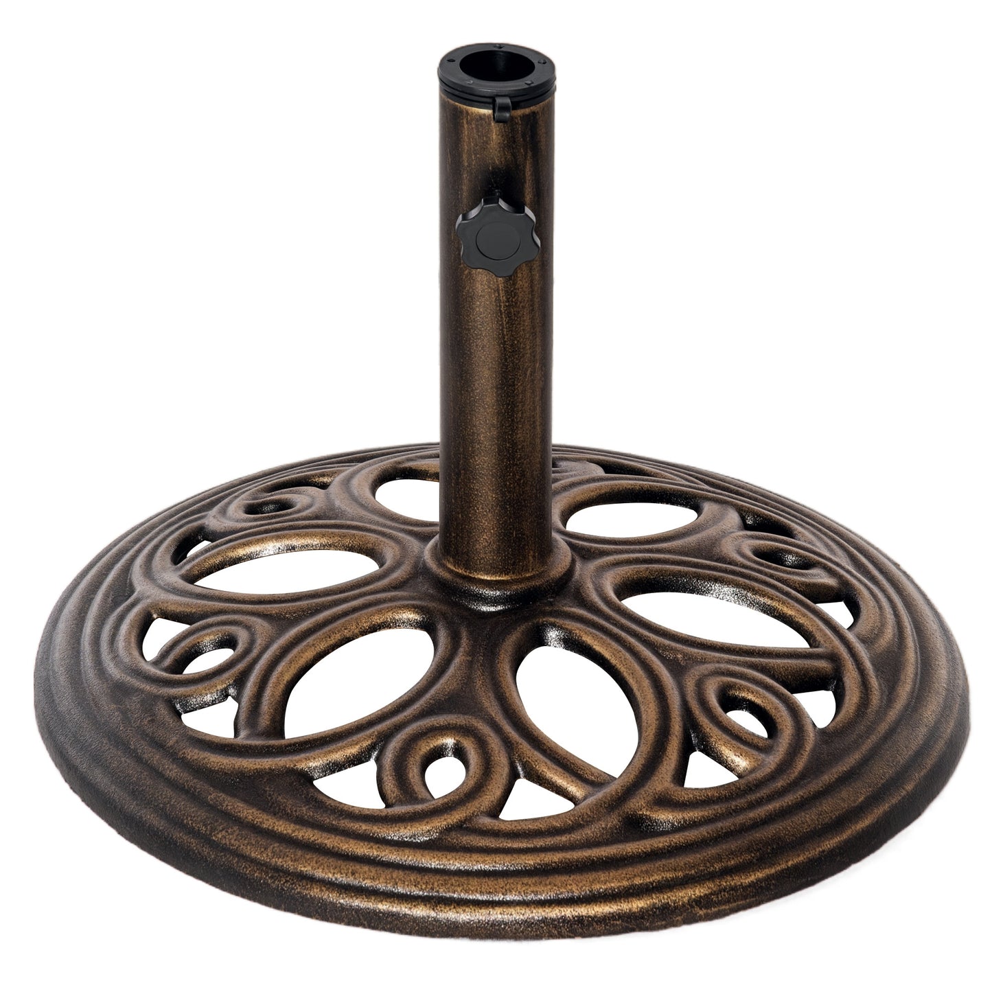 Round Patio Umbrella Base Stand, Umbrella Holder, Bronze Tone