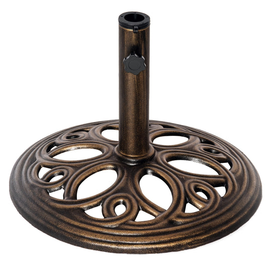 Round Patio Umbrella Base Stand, Umbrella Holder, Bronze Tone