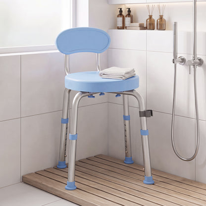360° Swivel Shower Stool, Rotating Shower Chair with Aluminium Frame