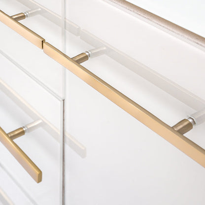 Anastasia White Glass Sideboard with Brass Details