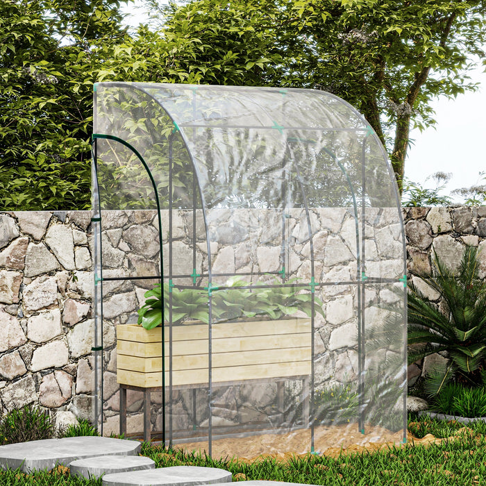 143x118x212cm Walk-In Lean to Wall Tunnel Plastic Greenhouse with Doors