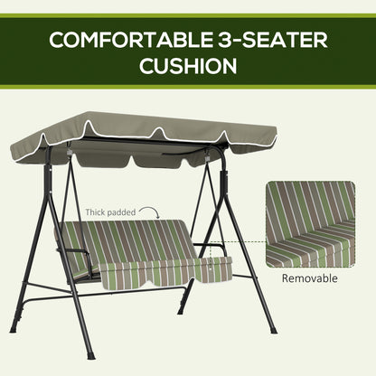Outdoor 3-person Metal Porch Swing Chair Bench Canopy Green