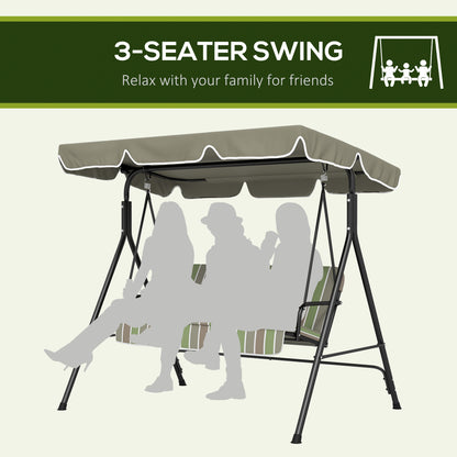 Outdoor 3-person Metal Porch Swing Chair Bench Canopy Green