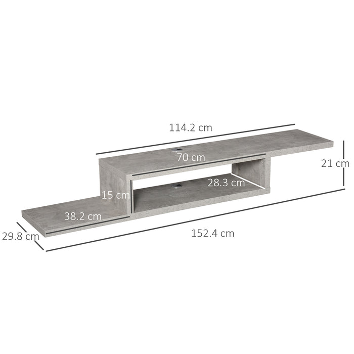 Wall Mounted Media Console, Floating TV Stand Component Shelf, Grey