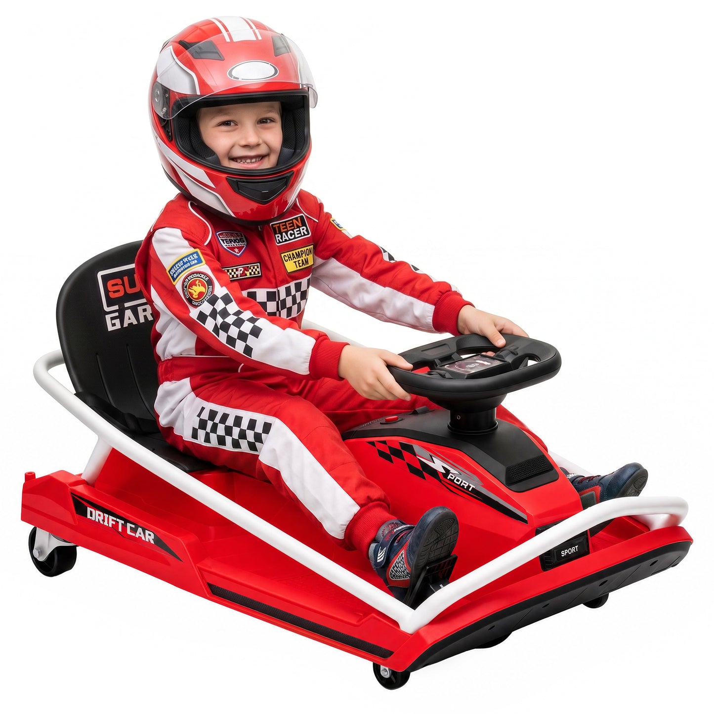 24V Electric Go Kart for Kids with Drift Mode, Soft Start, Red