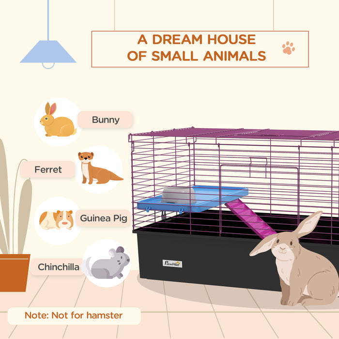 Small Animal Cage, Rabbit Guinea Pig Hutch, Pet Playhouse, Black