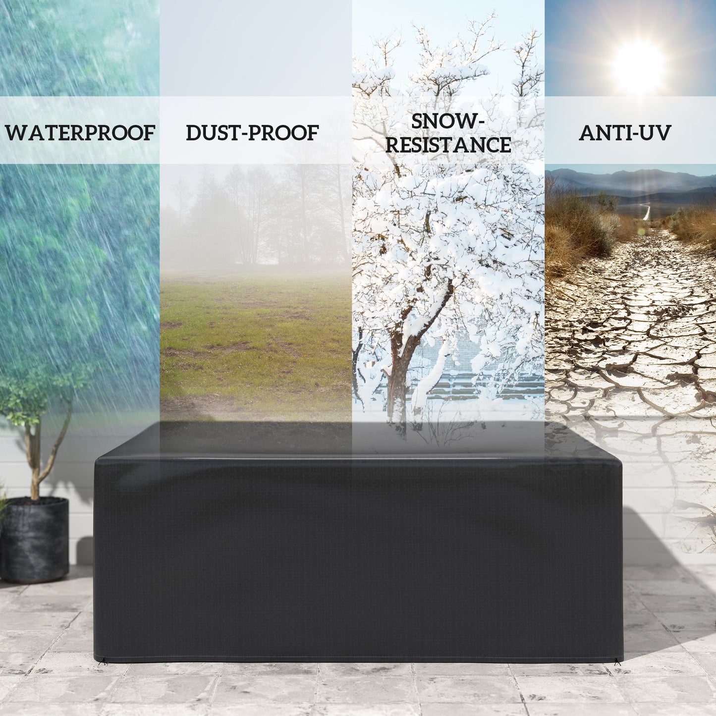 235x190x90cm Large Patio Set Outdoor Garden Furniture Cover Black