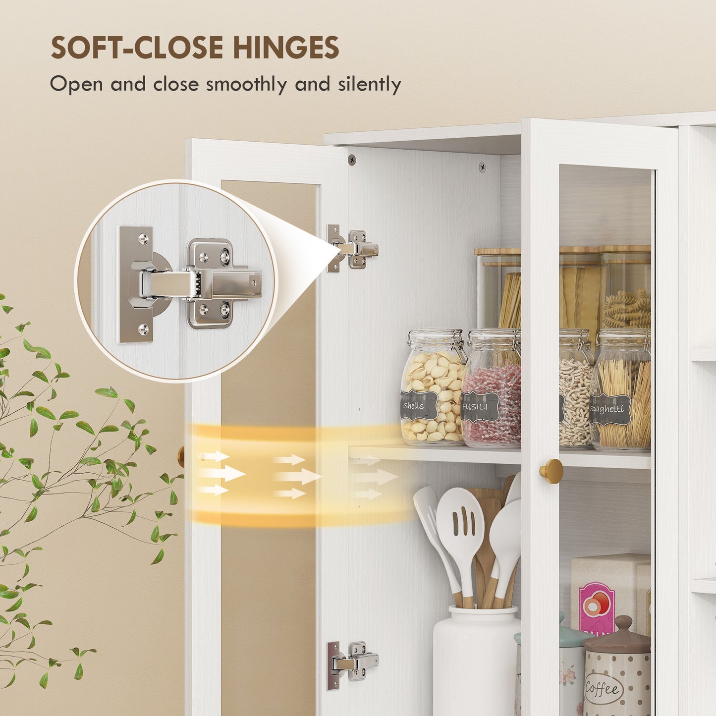 172 cm Tall Kitchen Cupboard, Pantry Storage Cabinet, White