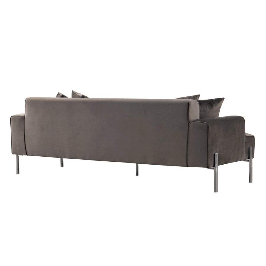 Duke Three Seat Sofa - Carbon - Silver base