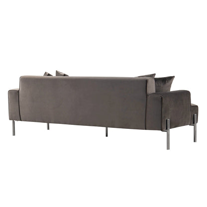 Duke Three Seat Sofa - Carbon - Silver base