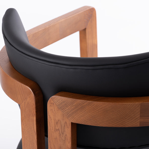 Jolie Dining Chair – Black Faux Leather – Chestnut Frame
