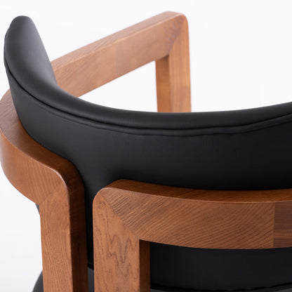 Jolie Dining Chair – Black Faux Leather – Chestnut Frame