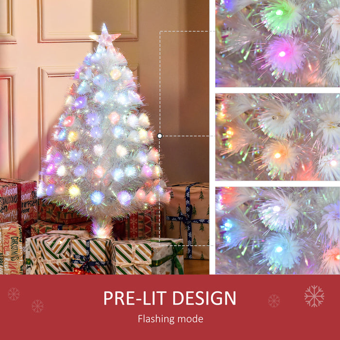 3 Feet Prelit Artificial Christmas Tree with Fiber Optic LED Light, Holiday Home Xmas Decoration, White