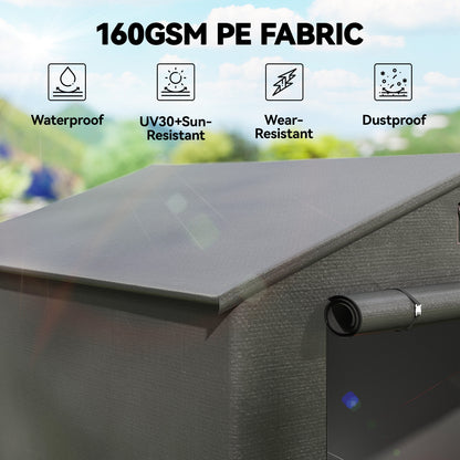 8 x 4 ft Garden Storage Shed with Roll-up Zipper Door, Dark Grey