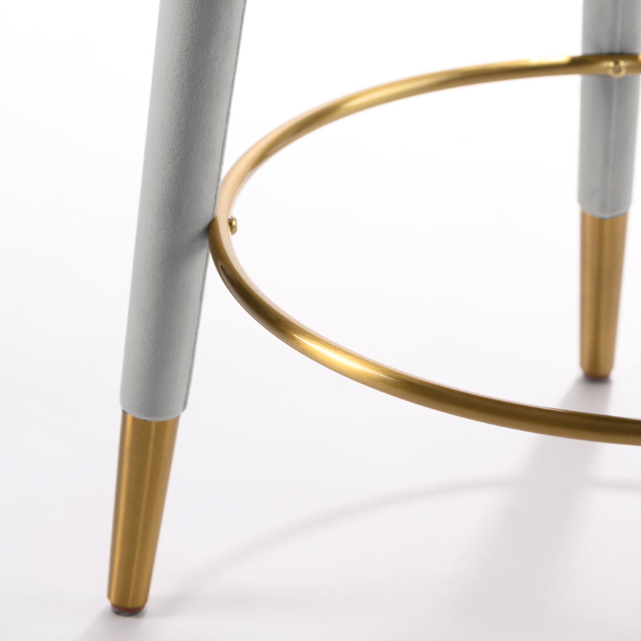 Sophia Counter Stool - Grey - Brass Caps