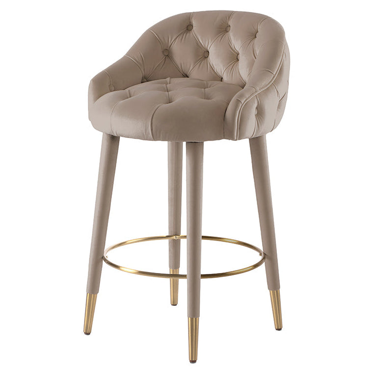 Sophia Counter stool - Taupe - Brass caps