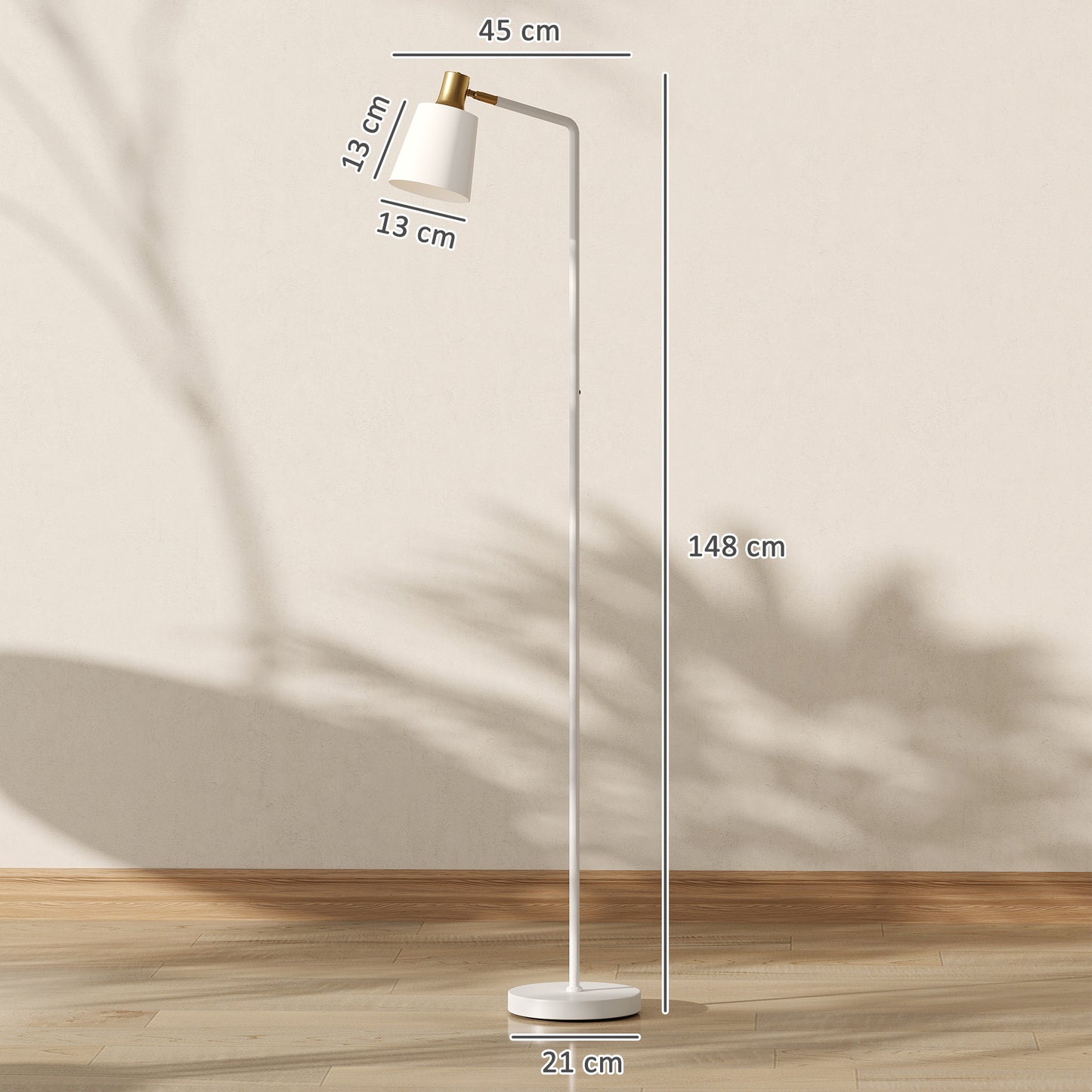 Floor Lamp with 350° Rotatable Head, Modern Standing Lamp with 3000K/4000K/6500K Colour Temperatures for Living Room Office, White