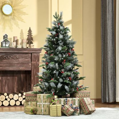 5FT Artificial Snow Dipped Christmas Tree Xmas Holiday Pencil Tree Green
