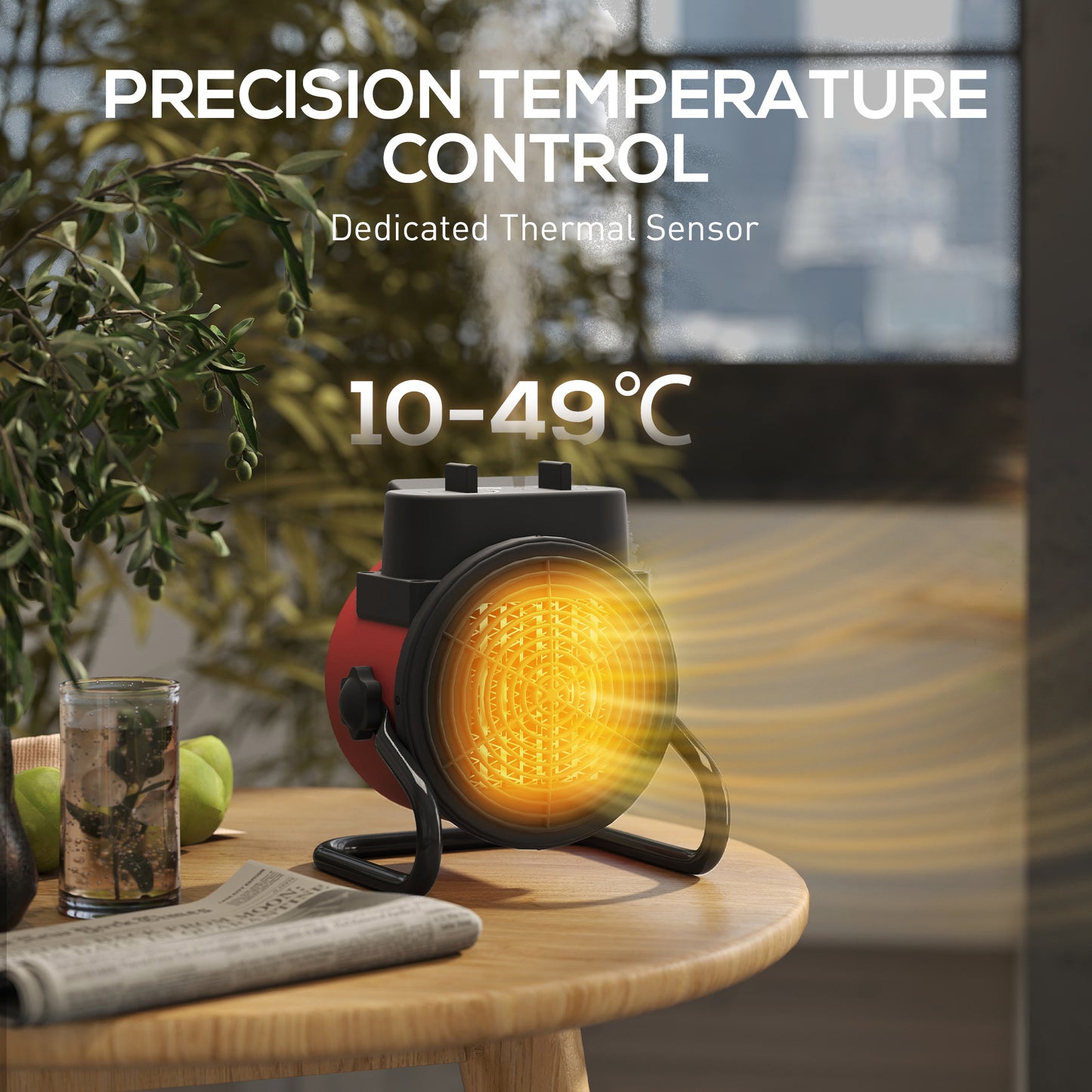 Portable Ceramic Electric Heater, 1500W Fan Space Heater, Red