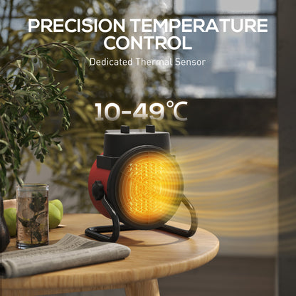Portable Ceramic Electric Heater, 1500W Fan Space Heater, Red