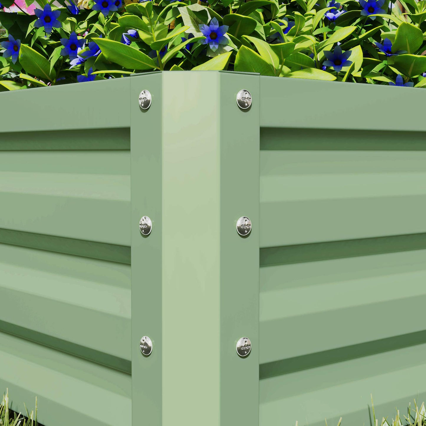 Set of 2 Raised Garden Bed, Outdoor Planter Box with Galvanised Steel Frame for Growing Vegetables, Flowers and Herbs, 60 x 60 x 30.5 cm, Light Green