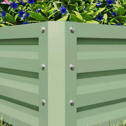 Set of 2 Raised Garden Bed, Outdoor Planter Box with Galvanised Steel Frame for Growing Vegetables, Flowers and Herbs, 60 x 60 x 30.5 cm, Light Green