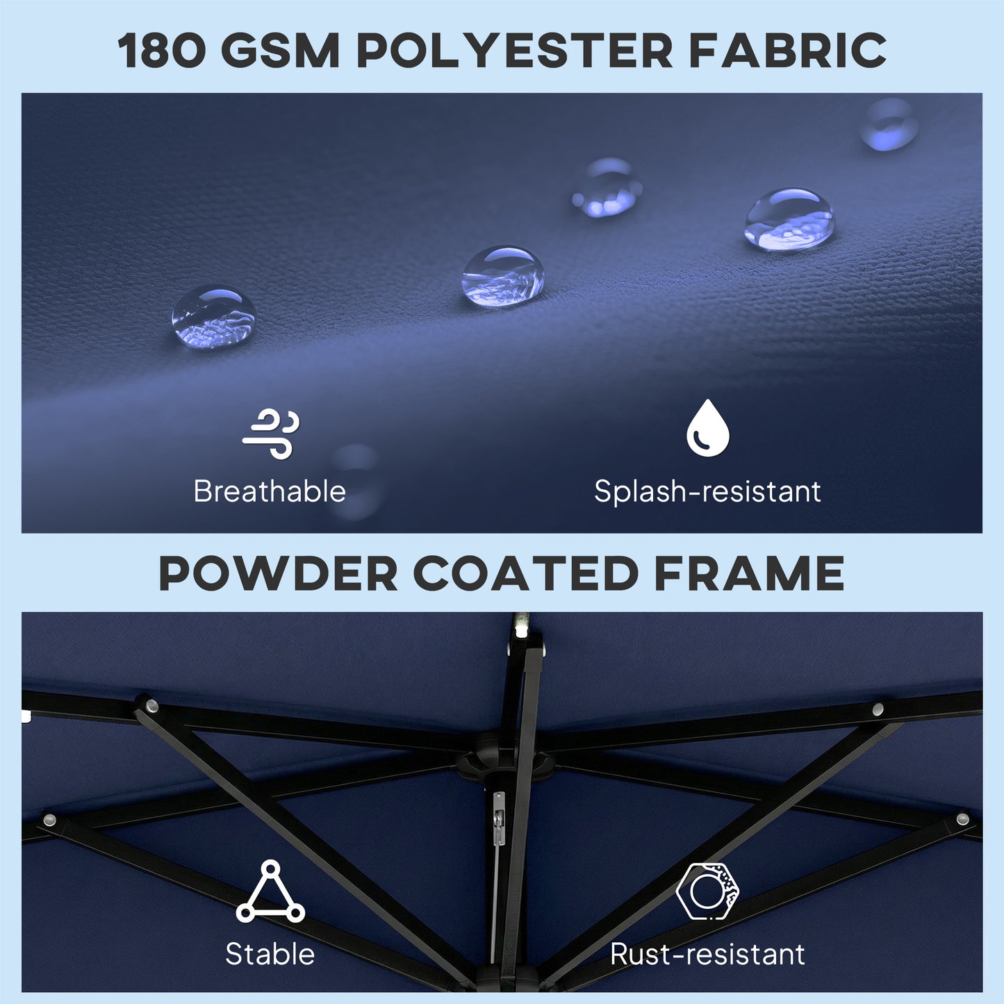 2.6 m Half Parasol with Solar Lights, UPF50+ Semi Round Umbrella