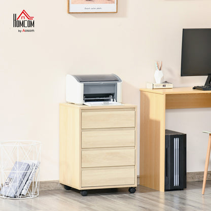 Mobile Vertical Filing Cabinet with 4 Drawers for Home, Natural