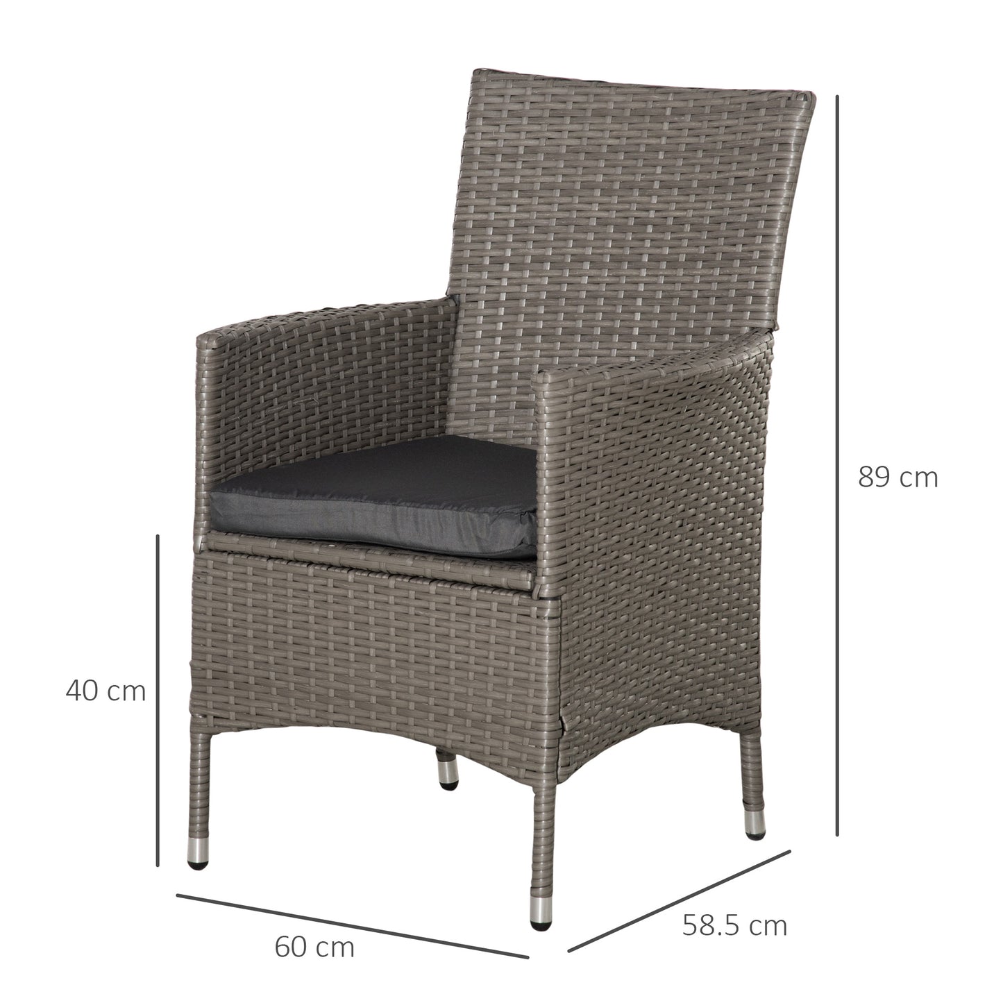 4PC Rattan Chair Patio  Chairs Set Cushioned Outdoor Rattan Furniture
