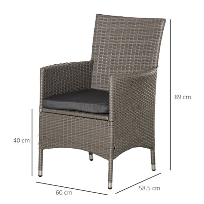 4PC Rattan Chair Patio  Chairs Set Cushioned Outdoor Rattan Furniture