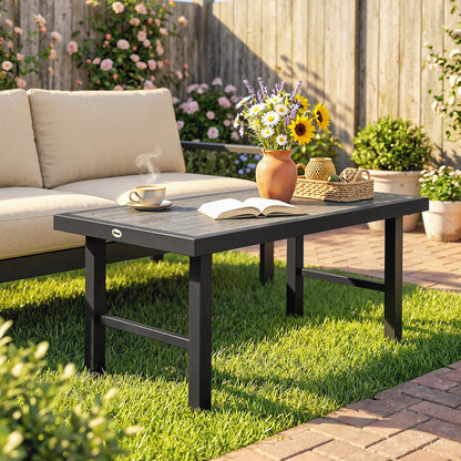 Garden Coffee Table with SPC Woodgrain Tabletop, Dark Grey