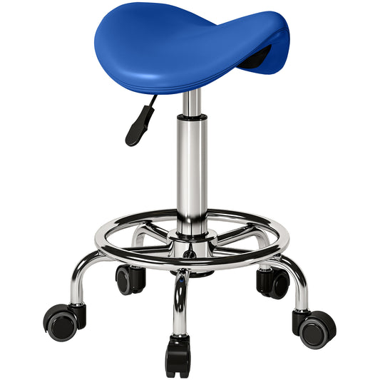 Saddle Chair, Rolling Salon Stool for Massage Spa, Blue