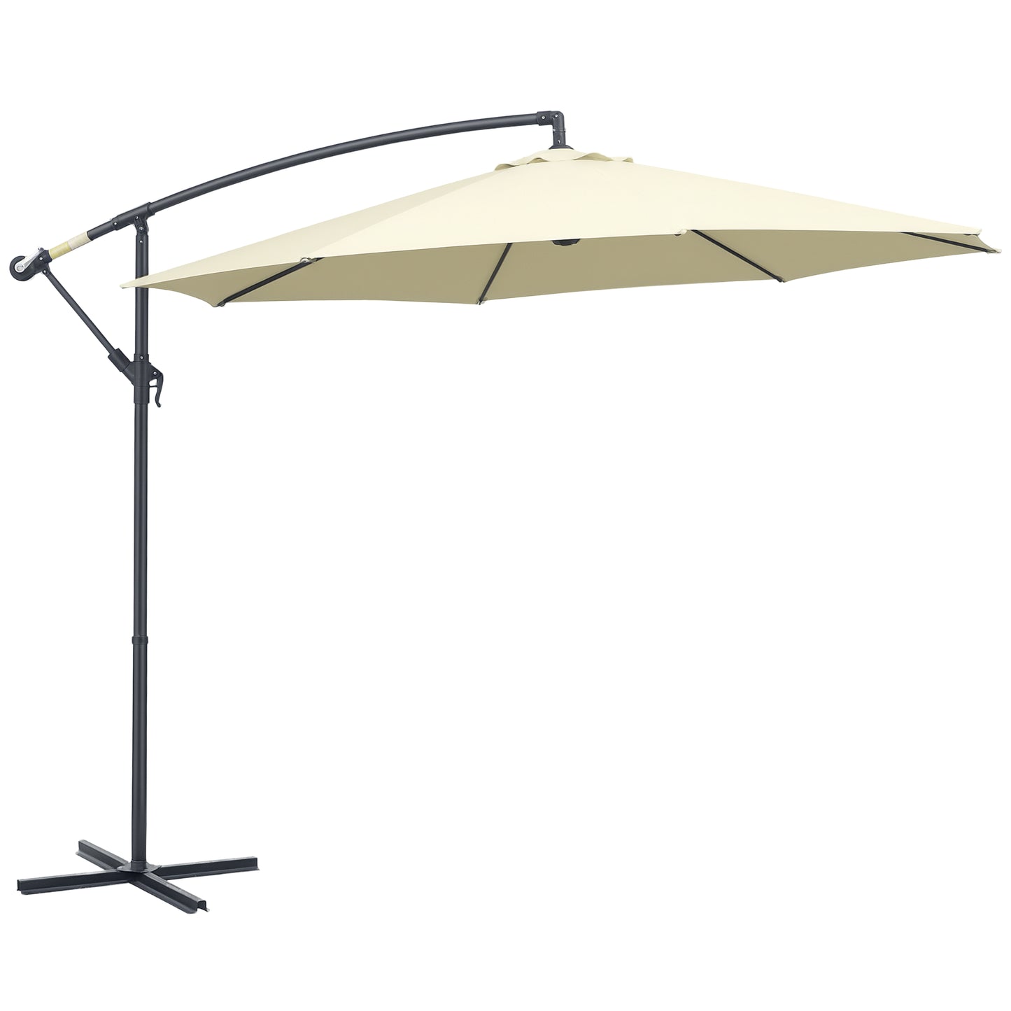 3(m) Cantilever Parasol Banana Umbrella w/ Crank & Tilt, Beige
