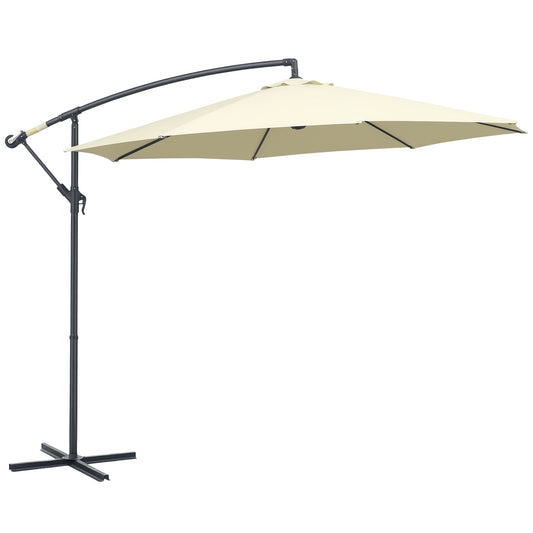 3(m) Cantilever Parasol Banana Umbrella w/ Crank & Tilt, Beige
