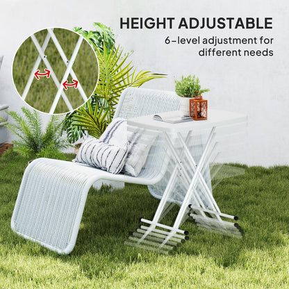 Folding Coffee Table, Height Adjustable Bistro Table, White