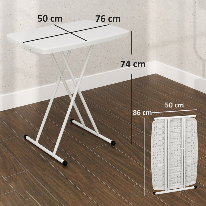 Folding Coffee Table, Height Adjustable Bistro Table, White