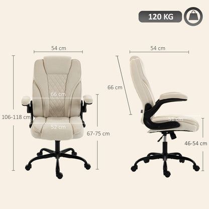 Office Chair, Computer Desk Chair with Flip-up Armrest, Beige