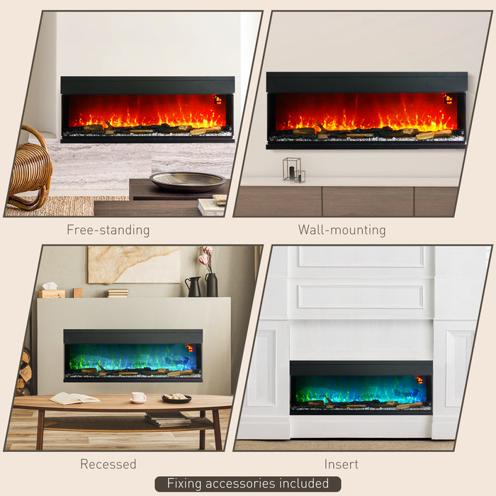 127cm Electric Fireplace Recessed, Insert, Wall Mount, Freestanding