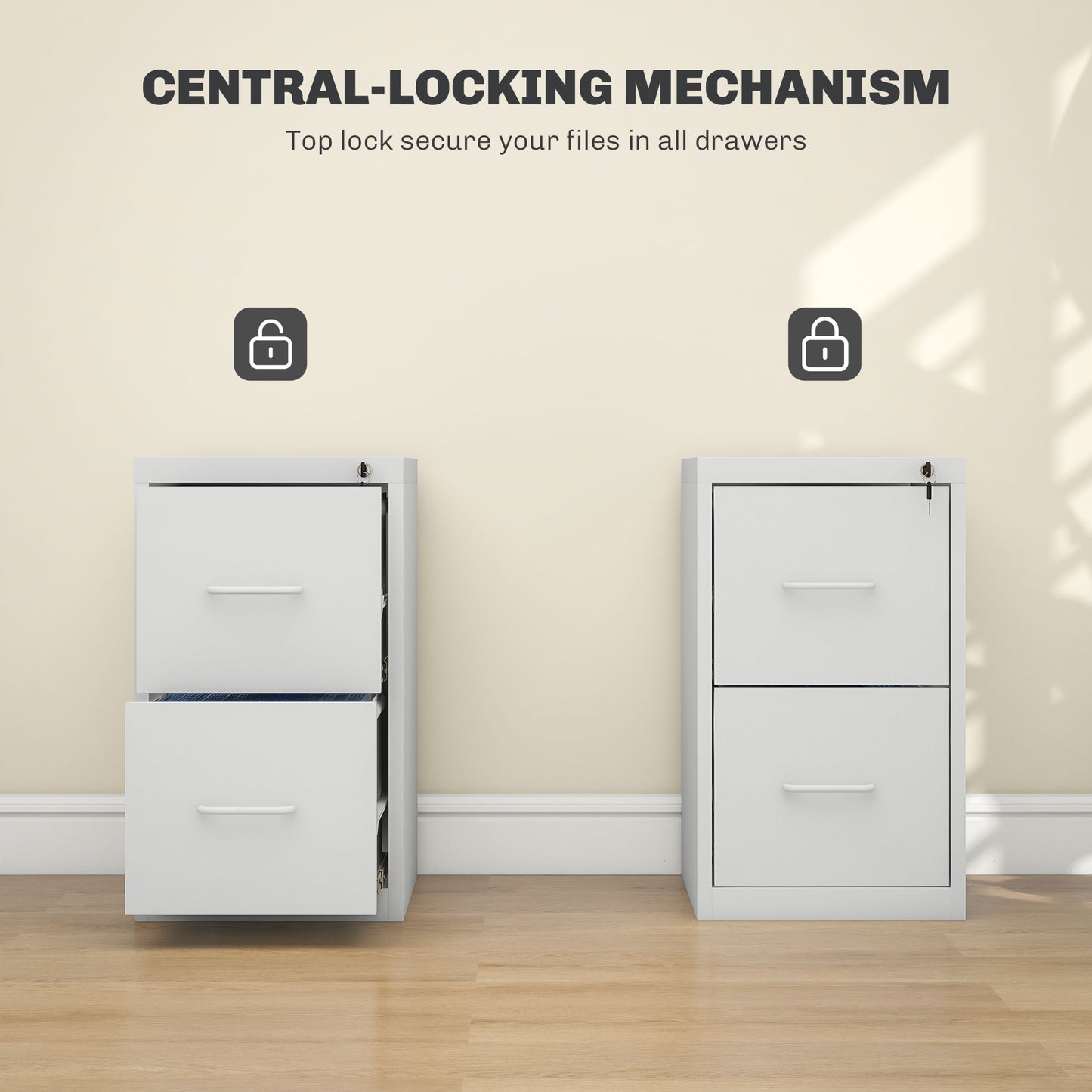 Warehouse Clearance Sale - 2 Drawer Filing Cabinet Steel File Cabinet for A4 Letter Size White