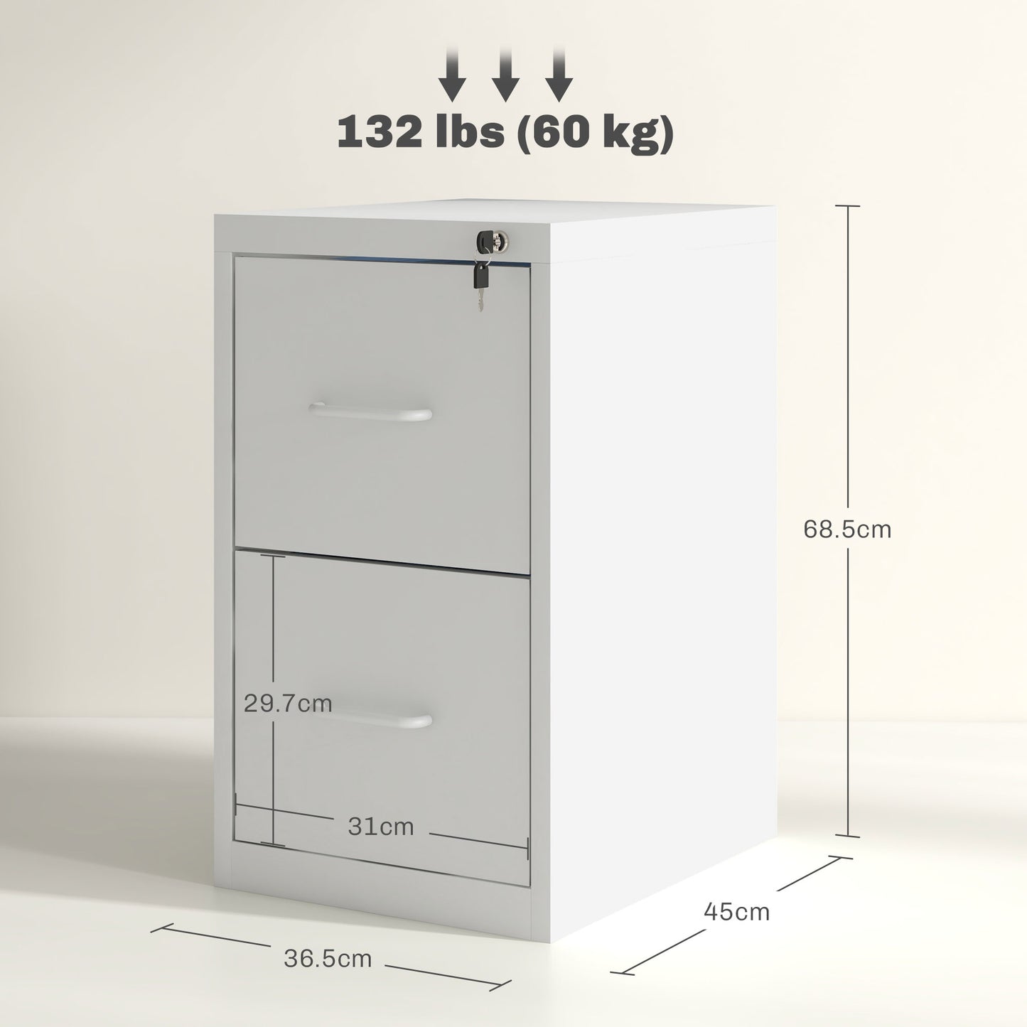 Warehouse Clearance Sale - 2 Drawer Filing Cabinet Steel File Cabinet for A4 Letter Size White