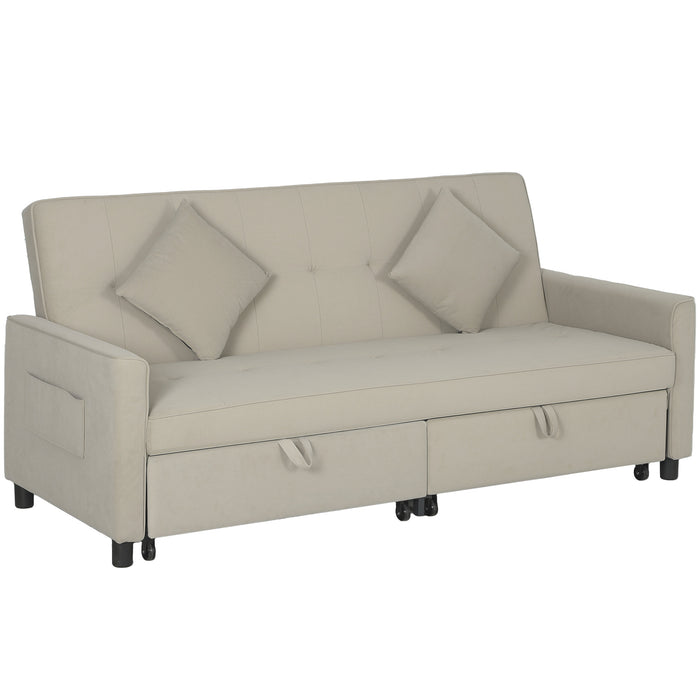 Reversible L-Shaped Sectional Sofa Bed with Cushions, Beige