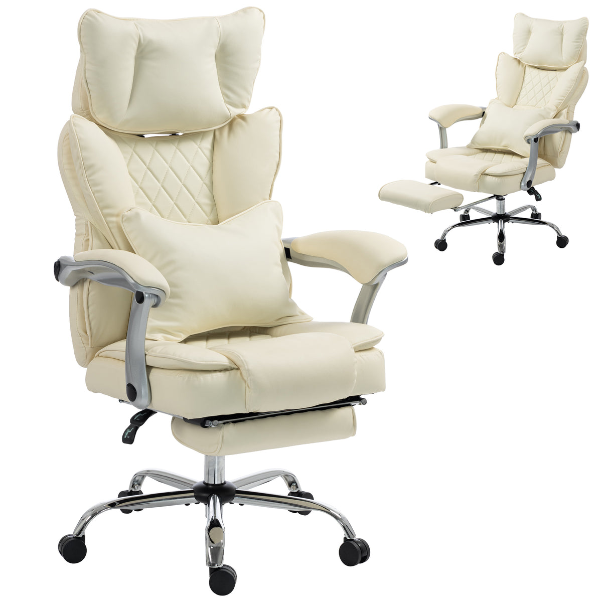 Big and Tall Office Chair with Lumbar Support, Beige