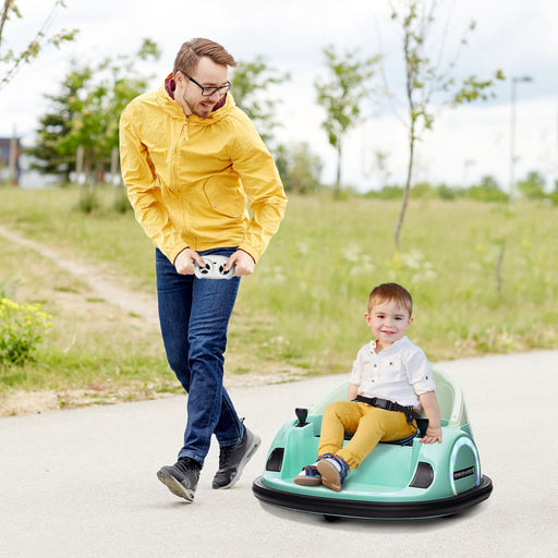 360° Rotation 12V Kids Bumper Car w/ Remote Control - Green