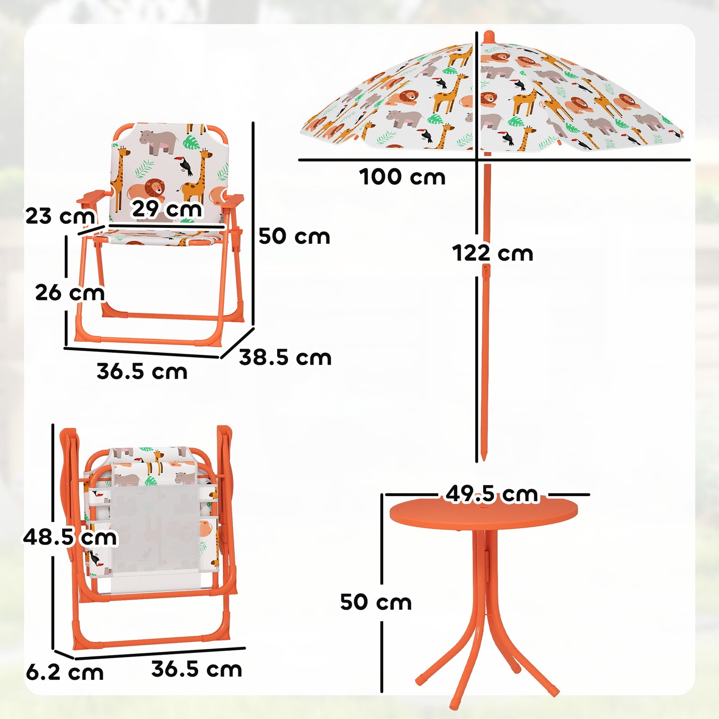 Children Table and Chair Set, Kids Patio Set with Umbrella