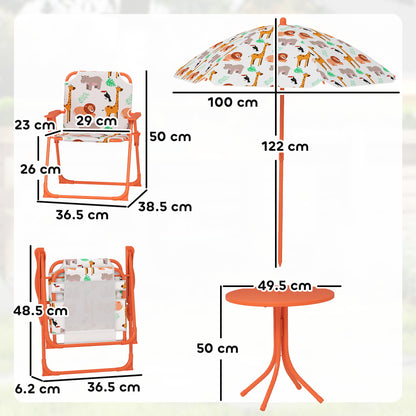 Children Table and Chair Set, Kids Patio Set with Umbrella