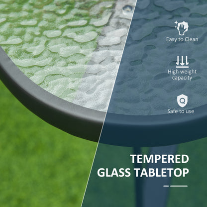 106.5cm Square Patio Dining Table with Parasol Hole, Glass Top