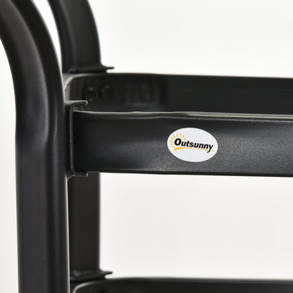 106.5cm Square Patio Dining Table with Parasol Hole, Glass Top