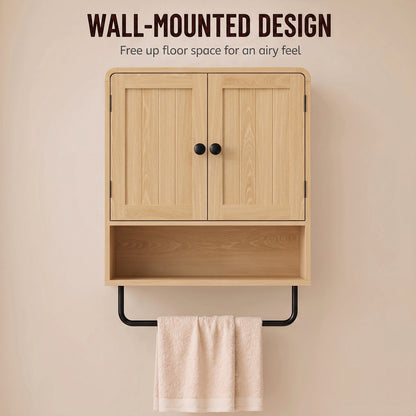 Bathroom Cabinet with 2 Doors and Adjustable Shelf, Oak
