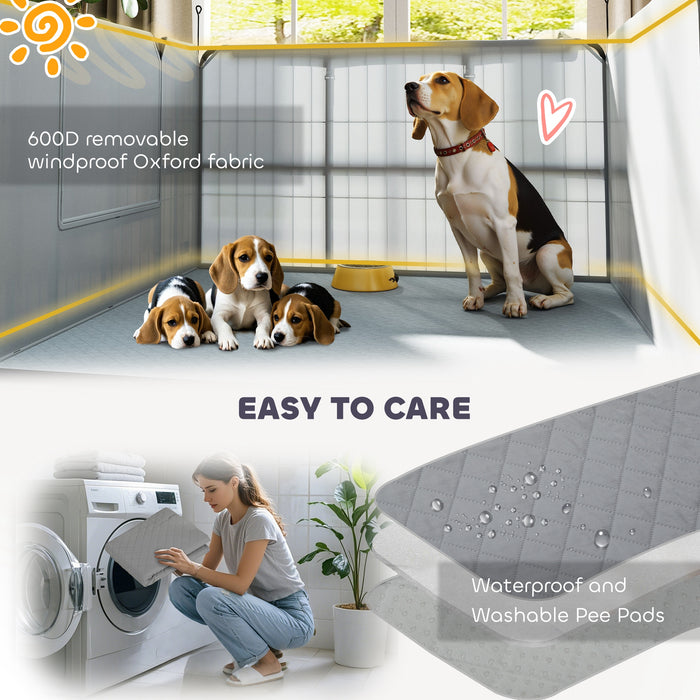 7 Panel Whelping Box for Dogs and Puppies, Dog Playpen with Pee Pads