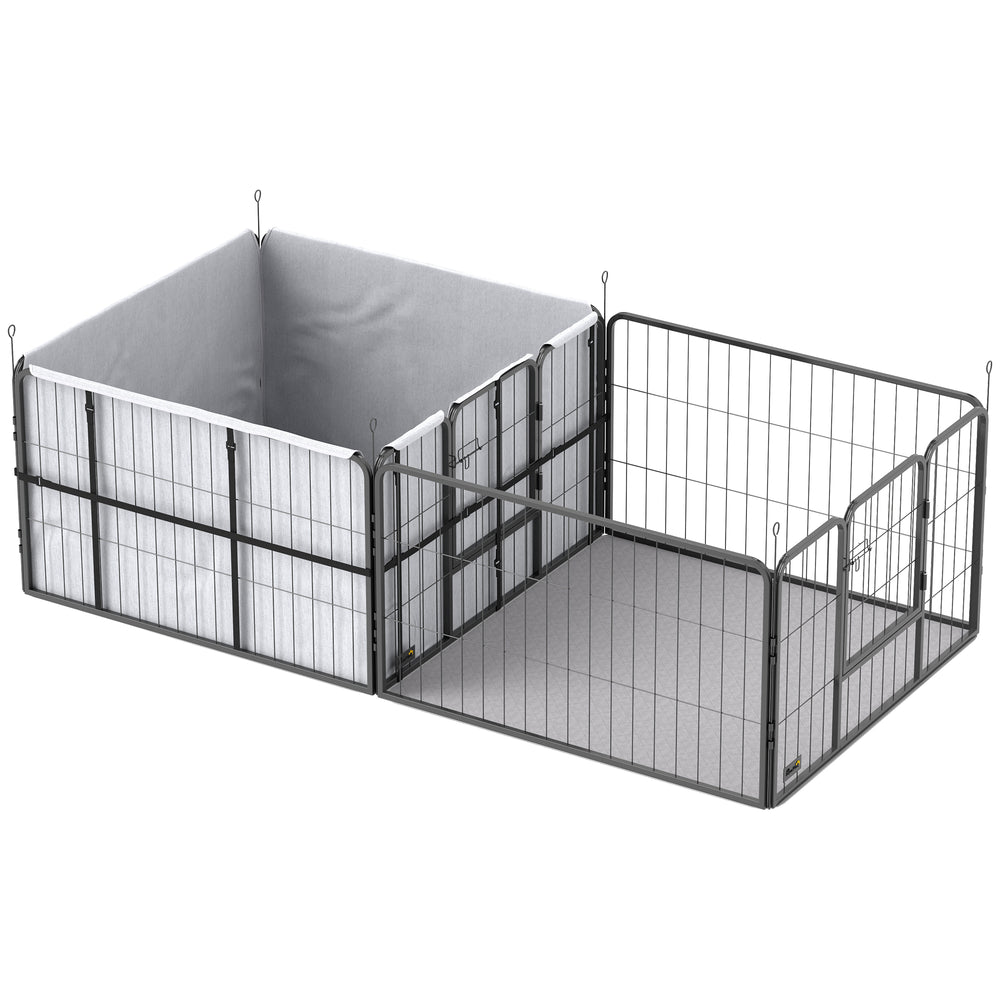 7 Panel Whelping Box for Dogs and Puppies, Dog Playpen with Pee Pads